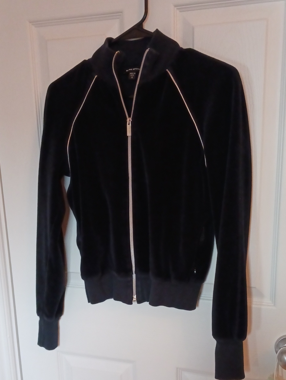 BEBE Sport Black Women's Zip-Up Velour Jacket